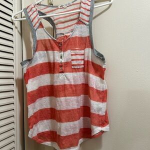 Jolt Orange and White stripe tank top - size L
